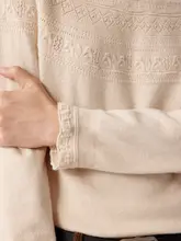 羊毛混紡フェアアイル柄ハンドフックネックニットセーター【秋冬用・女性用】