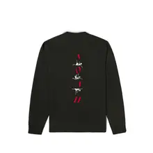 レトロデザイン 前後印刷の男女兼用長袖Tシャツ（セットアップ対応）