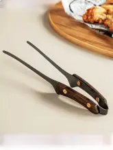 onlycook 耐熱ステンレス製 バーベキュー用トング【肉料理・食材用・手のひらサイズ】