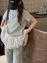 ドット柄 子供用 半袖Tシャツ【夏用・レディース】