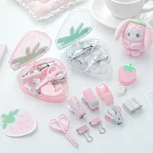ミニ文房具セット いちご ステープラー 穴あけパンチ クリップ 手帳 勉強 可愛い 「RosyPosy」
