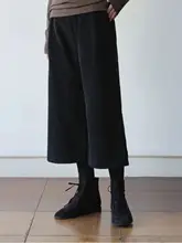 レトロ コーデュロイスカートパンツ【秋冬用・ワイドレッグ・8分丈・フィット】