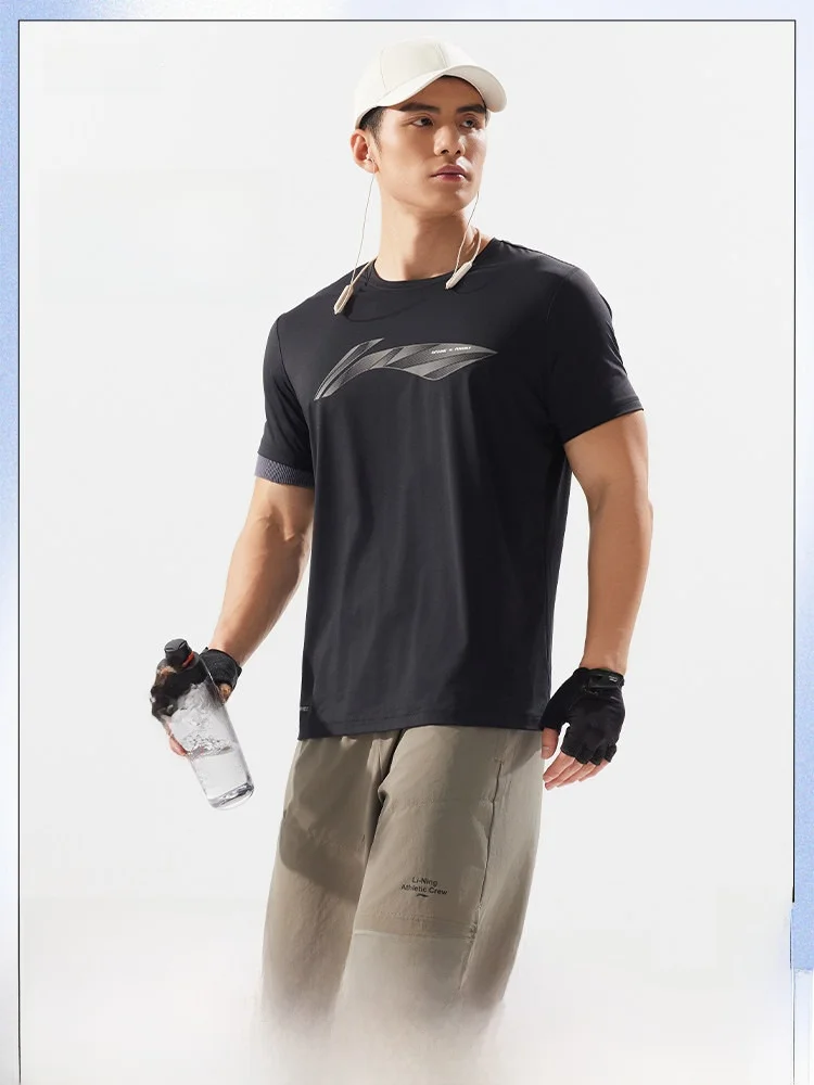 LINING 男性用アイスシルクTシャツ【夏用・速乾・フィットネス・ランニング・半袖・紫外線対策】