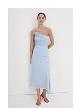 アシンメトリーな中長丈のフリルキャミソールドレス【夏用・女性用】