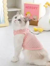 ペット用 猫用 夏用 ベスト【通気性・防毛・薄手・引き綱付き・ラグドール柄】