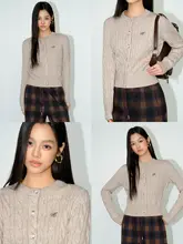 おしゃれな麻花編みニットカーディガン【秋冬・女性用・スリムフィット・長袖】