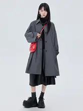 ポロ襟ボタン付きマキシチェックコート【レディース・長袖・春秋用・ゆったりフィット】