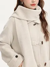 極上の柔らかさウールコート【牛角ボタン・スカーフ付き・冬用・厚手】