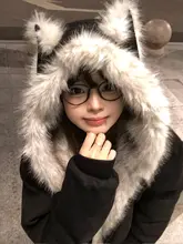 猫耳デザインのキルティングコート【ブラック・甘辛スタイル・プラスサイズ】