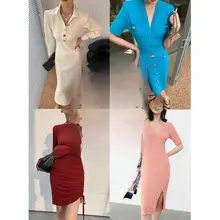 春秋向けのドレスとボトムスのセットアップ【おしゃれなデザイン・エレガントスタイル】（セットアップ対応）