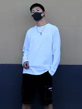 250gコットン製ヴィンテージ長袖Tシャツ【クルーネック・ルーズフィット・ホワイト】