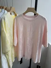 レディース 春夏用カジュアルTシャツ【ラウンドネック・レースデザイン・ゆったりサイズ・短袖】