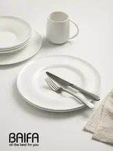 上質な白色ボーンチャイナ製ディナープレート【大皿・西洋料理・高級感】