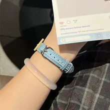 小米手環用デニム風腕時計バンド【夏用・猫爪刺繍・通気性】（セットアップ対応）