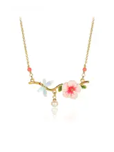 デザイン性の高いムクゲの花とトンボのネックレス【カジュアル・鎖骨チェーン】