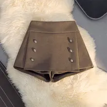 グレーのウール混フレアスカートパンツ【ハイウエスト・Aライン・ショート丈・小柄向け】（セットアップ対応）