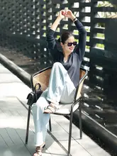 高腰ワイドレッグデニムパンツ【コットンリネン・ストレート・美脚効果】