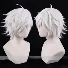 白色の反り短髪コスプレウィッグ【リアルスカルプ・スタイリング簡単】