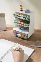 デリ 扇形ペン立て兼用収納ボックス【多機能・透明デザイン・大容量・デスク用】