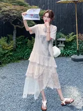 感溢れるレース不規則カーディガン【女性用・カジュアル・レタープリントTシャツ・重ね着スタイル】（セットアップ対応）