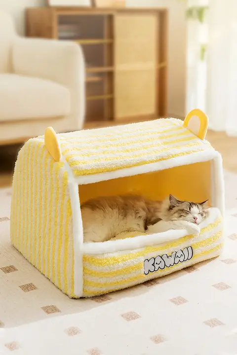 冬用猫ベッド【保温効果・封閉式・広々サイズ・ペット用】