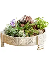 大口径の円形陶器プランター【ビンテージ風・多肉植物用・水培対応・ガーデン・庭用】