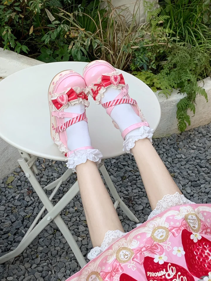 草苺デザイン厚底ロリータシューズ【可愛い・全色展開】