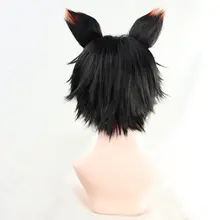 コスプレ用ウィッグ【黒色・反翘・耳付き・新干員デザイン】
