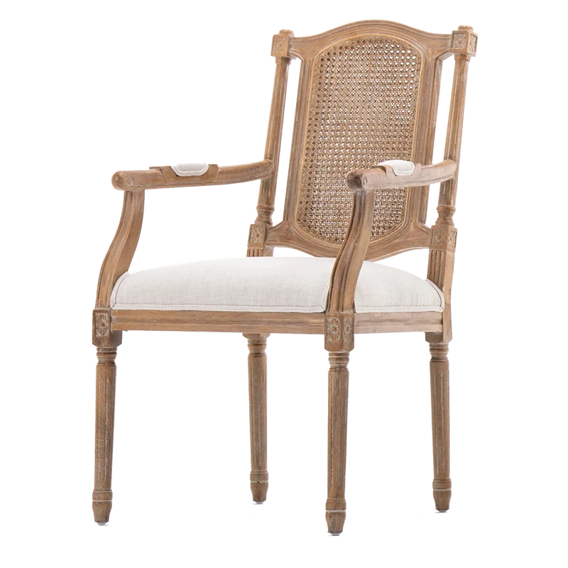 北欧風レトロファブリックダイニングチェア【オーク材・ハンドル付き・アメリカンスタイル】