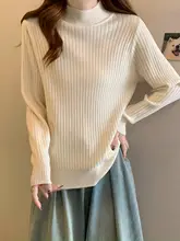 女性用 ハイネックリブニットセーター【秋冬・カジュアル・隠れる腹部】