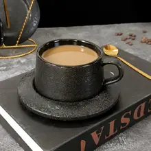 高級陶器製 コーヒーカップ【エレガントなデザイン・アフタヌーンティー用・ラテアート適用】（セットアップ対応）