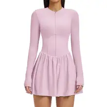 長袖の裸感デザインのテニススカート【ポケット付き・スポーツ用・インナー付き】（セットアップ対応）