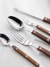 黒胡桃木製の西洋風テーブルウェア【ス  テーキ用ナイフ＆フォーク・スイーツ用ナイフ＆フォーク＆スプーン】
（セットアップ対応）