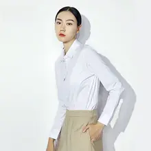 シャツ 女性 長袖 単色 白色 ワーキングウェア 四季 通勤 仕事用