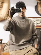 メンズヴィンテージ風ウールセーター【冬用・厚手・ハイネック・ニット】