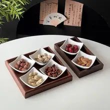 中華風陶器の干し果物皿【創意的デザイン・フルーツやお菓子用・分割型】