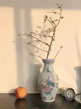 手描きの陶製花瓶【水耕栽培用・粉彩・中式装飾】