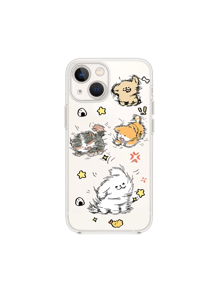 スマホケース シリコン ソフトケース かわいい 犬のイラスト iPhone Android対応