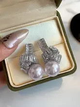 大珠真珠とダイヤモンドのイヤリング【シンプルで上品・S925シルバー使用】