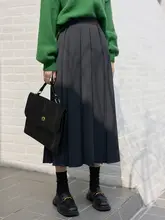 高腰Aラインプリーツロングスカート【秋用・気質アップ・体型カバー】