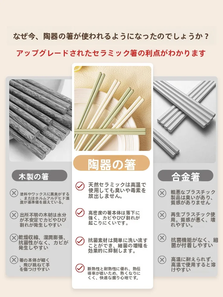 抗菌加工の高級陶器製箸：持ちやすい箸としての実用性と設計の背景