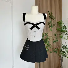 魚骨デザインの胸パッド付きチューブトップドレス【千金学院スタイル】