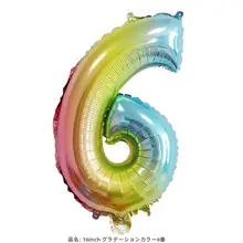 グラデーションカラーの数字型アルミ箔バルーン【誕生日パーティー用・レインボーカラー】