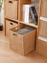 折りたたみ式の収納バスケット【衣類・おもちゃ・スナック用・ラタン製・家庭用】