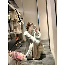 豪華なデザイン！オーストラリアウールと本物の狐毛のリバーシブルコート【極上の柔らかさ・アウター・ダブルフェイス】