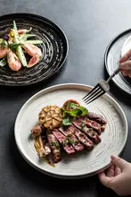 高級西洋食器 プレート【和風ステーキ皿・創造的デザイン・多用途】