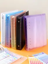 バインダー A5 6穴 半透明 PPカバー ハードカバー バンド付き オフィス 学生用 「wannathis」