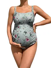 マタニティ連体水着【高腰・柄入り・女性用・授乳対応・スイミング用】