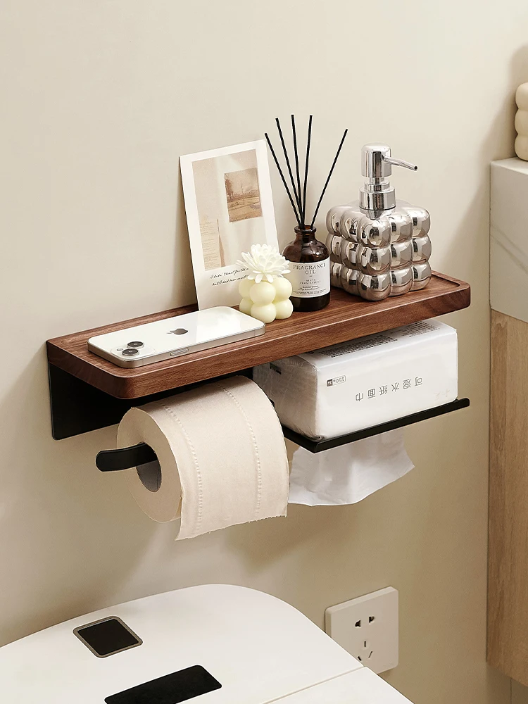 胡桃の木製壁掛けトイレットペーパーホルダー：FASグレードブラックウォールナットで実用性と美しさを両立