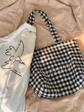 大容量トートバッグ【キャンバス・ネイビー格子・普段使い・パソコン対応】